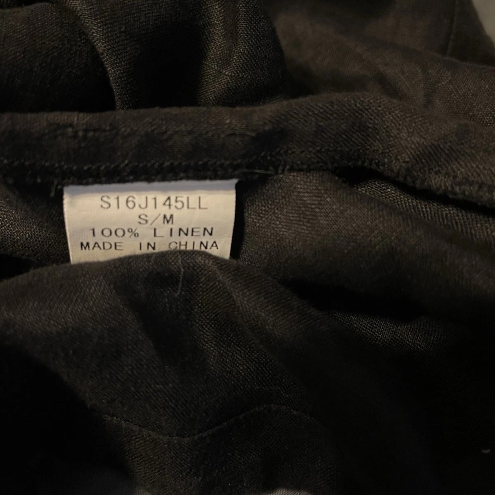 Amelline 100% Linen Hoodie Womens Black S/M Button Up Summer Lightweight Preppy - Picture 7 of 11
